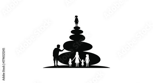 Family building a balanced life together, reaching for new heights.