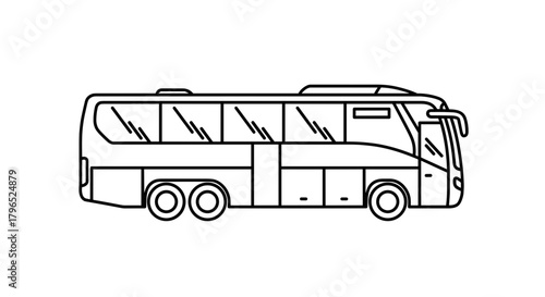 Outline of a modern bus with large windows and streamlined design  