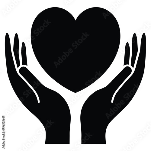 hands holding heart vector icon