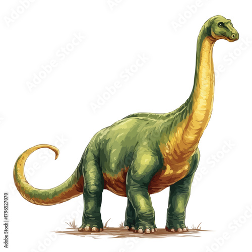 Green Brontosaurus Dinosaur Vector Illustration