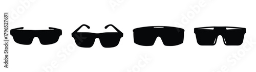 Collection of four futuristic augmented reality glasses designs showcasing innovation and technology