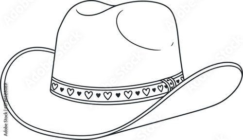 Classic cowboy hat with decorative band sketch