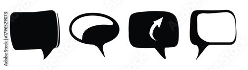 Collection of speech bubble icons showing different message notification and communication concepts