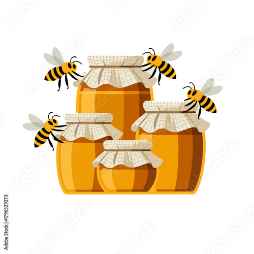 honey bees wandering on jars