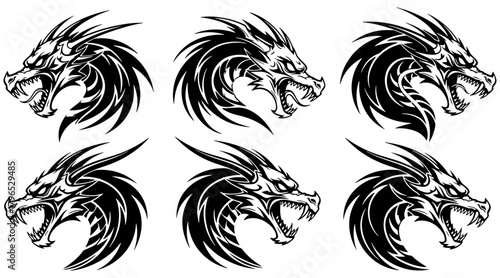 Vector Dragon tribal head design