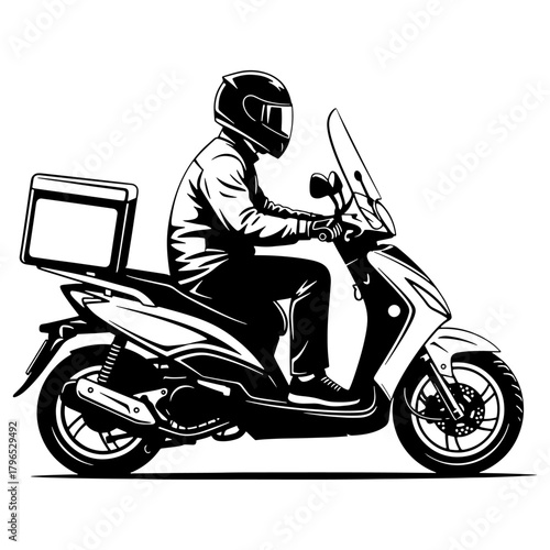 Vector Delivery rider on scooter logo icon