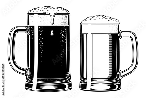 Beer mugs vector illustration