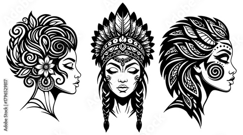 Tribal woman decorative portraits