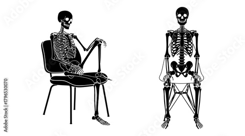 Skeleton sitting and standing poses