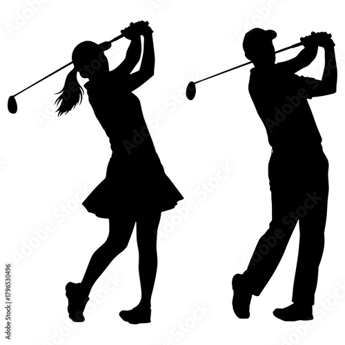 Golf players silhouettes