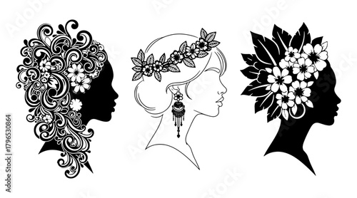 Headdress woman profiles