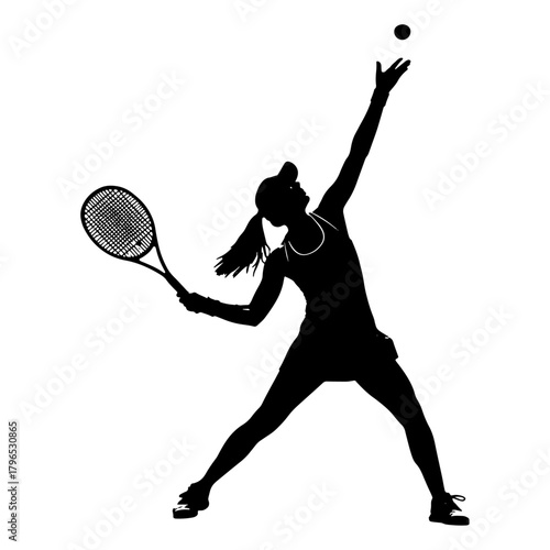 Tennis player serve silhouette