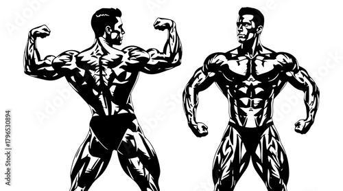 Bodybuilder poses illustration