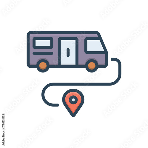 Color illustration icon for commuter journey