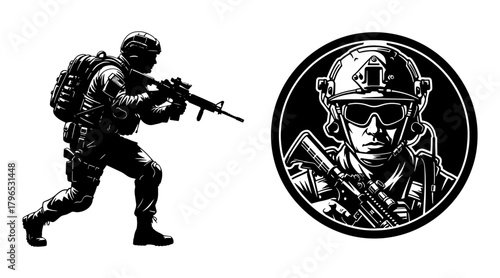 Soldier in tactical gear with rifle