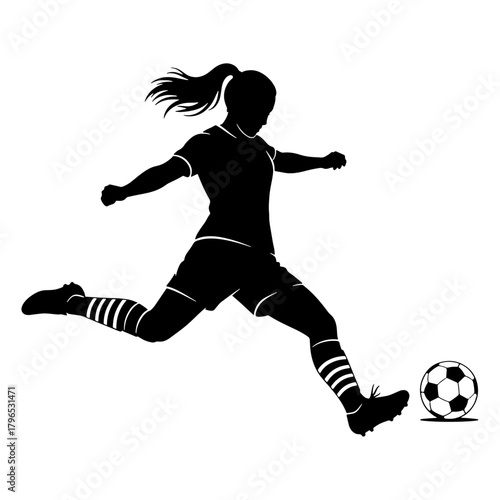 Soccer player kicking ball