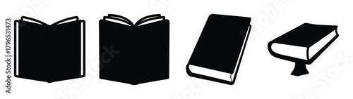 Four stylized book icons symbolizing literary awards and achievements in writing and publishing