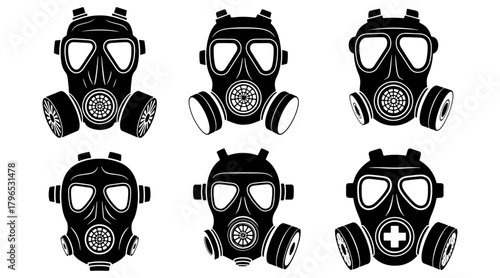 Gas mask icon set
