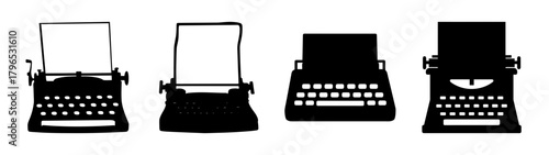 Set of four vintage typewriter silhouettes perfect for creative projects