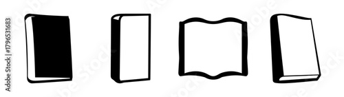 Set of four abstract line art books showing different views and designs