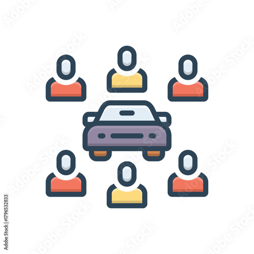 Color illustration icon for ride sharing
