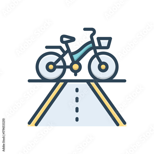 Color illustration icon for bicycle lane