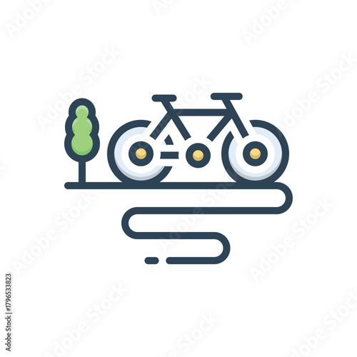 Color illustration icon for bike path