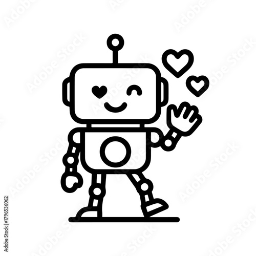 robot in love vector line icon on a white background
Vector line icon