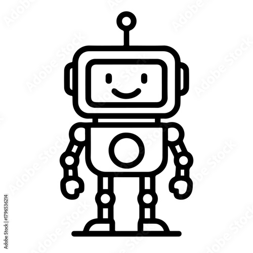 robot smiling vector line icon on a white background
Vector line icon