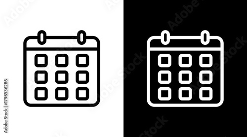 Calendar With Icon Set Design