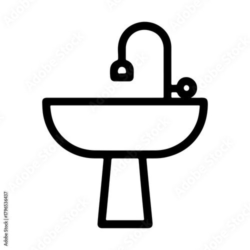 bathroom sink vector line icon on a white background
Vector line icon