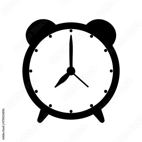 Minimalistic Black and White Alarm Clock Icon Revealing the Essence of Time