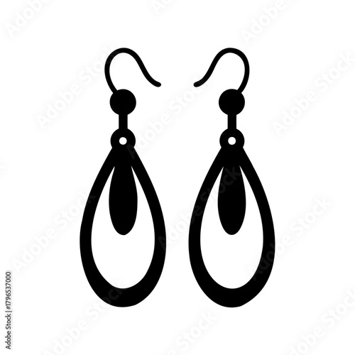 Pair of elegant black teardrop earrings with classic and minimalist design