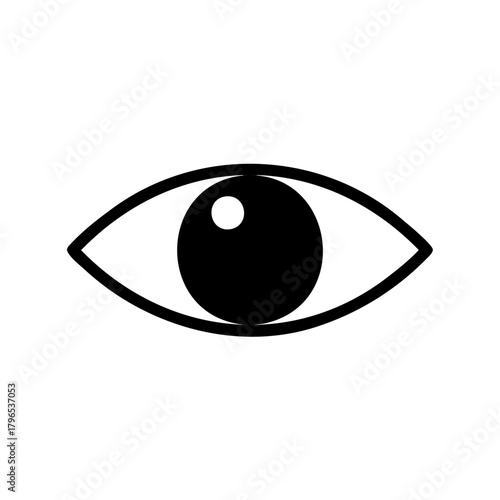 Abstract black and white eye icon representing vision and sight