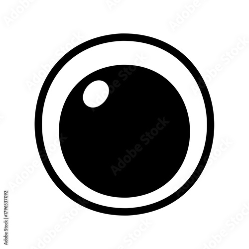 Abstract black and white eye symbol illustration with a round iris