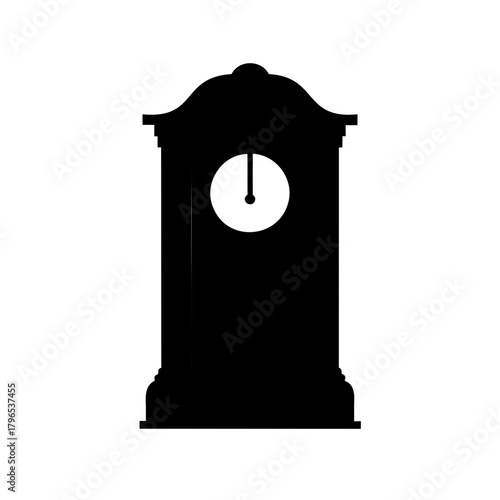 Silhouette of a grandfather clock, traditional design, timekeeping instrument illustration