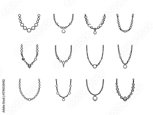 Pearl necklace line art classic simple design