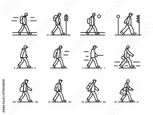 Pedestrian Crossing Line Art Urban Walkways