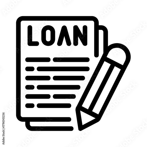 Loan document with text and a pencil icon. Perfect for finance websites, articles, blog posts, or social media content related to loans and financial planning.
