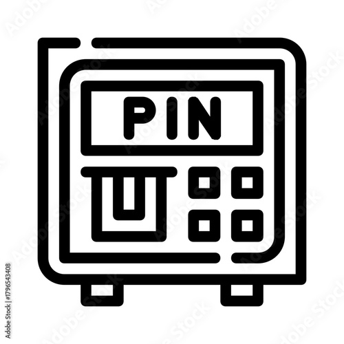 Atm machine with pin keypad for banking security concept. Suitable for finance, banking, technology, pin security concepts in designs.
