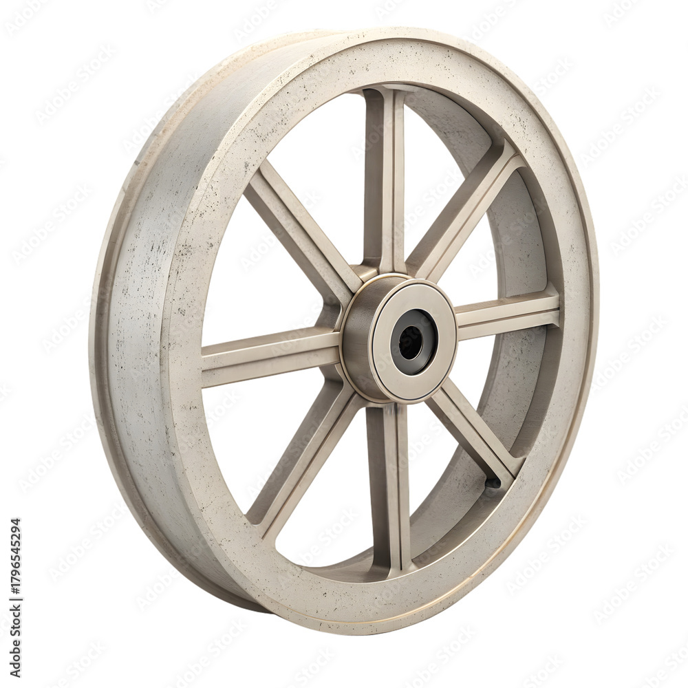 Obraz premium Shiny metal pulley wheel with spokes