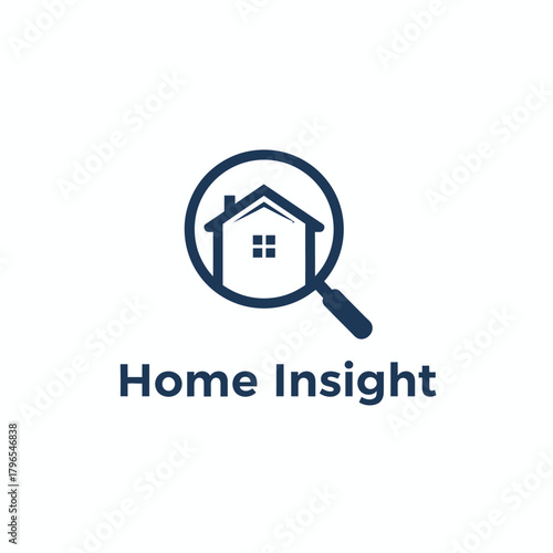 A house icon inside a magnifying glass with the phrase "Home Insight" below it on a white background
