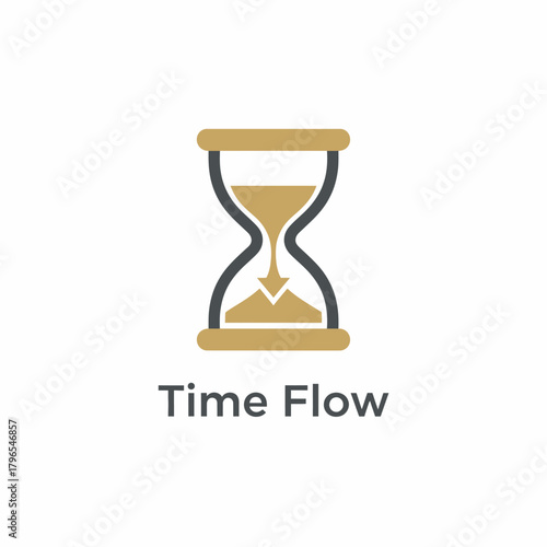 A graphical representation of an hourglass with sand flowing downwards. It symbolizes time passing