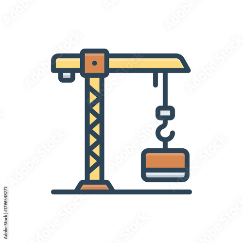 Color illustration icon for crane