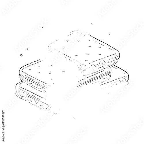 Stack of graham crackers drawing illustration food dessert snack sweet treat baking recipe design delicious 100