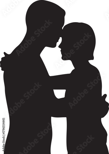 Silhouette of a Couple Embracing in Affection
