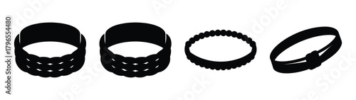 Elegant black bracelets set assortment jewelry fashion accessories display