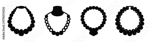 Set of four elegant beaded necklaces featuring diverse styles and designs