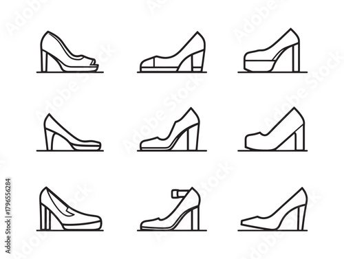 Platform Heels Line Art Fashion Forward