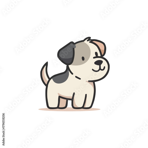 Cute Cartoon Dog Puppy Flat Vector Illustration